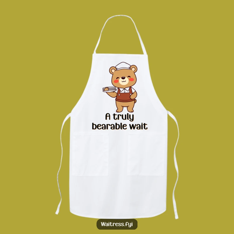 Funny Bear Waiter Apron: Cheerful Kitchen Wear, Hilarious Funny Gift for Bear Chefs