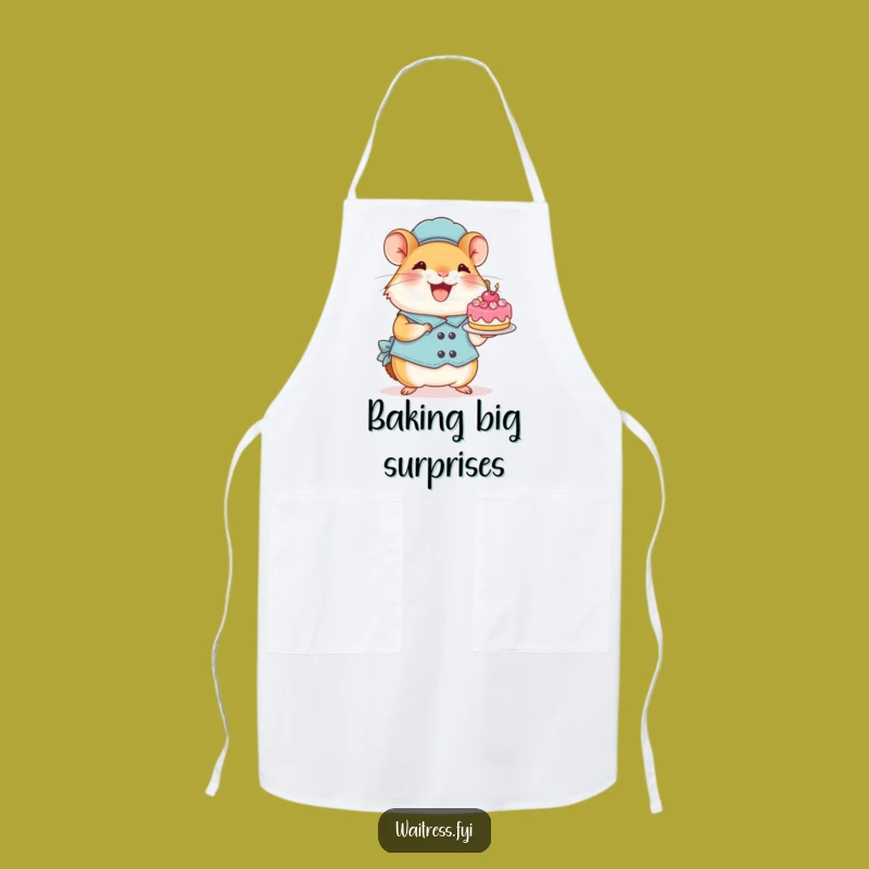 Funny Hamster Waitress Apron: Chef Hamster Presents Cake, Kitchen Funny Gift