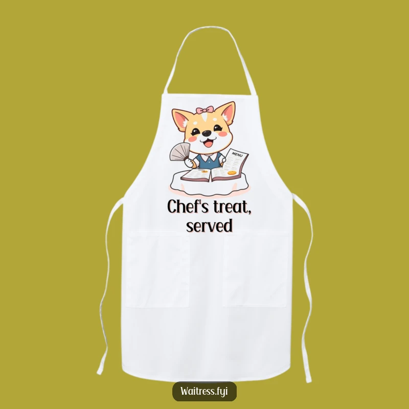 Funny Dog Waitress Apron: Bubbly Chef Pup Serving Smiles, Hilarious Kitchen Gift