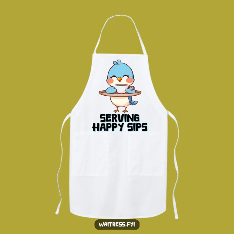 Funny Blue Bird Barista Apron: Serve Up Style With Witty Kitchen Flair