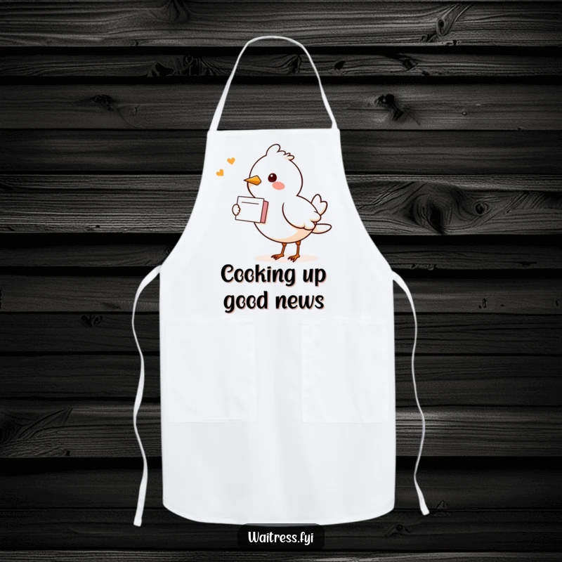 Funny Kawaii Bird Apron: A cute bird is ready to deliver a message, adding cheerful flair to your kitchen attire.