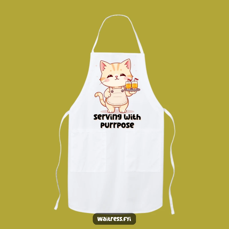 Funny Kawaii Cat Apron: Kitchen Charm with Drink Service Humor