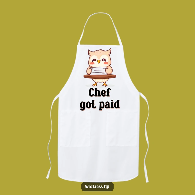 Funny Owl Check Delivery Apron: Cook Up Some Cash
