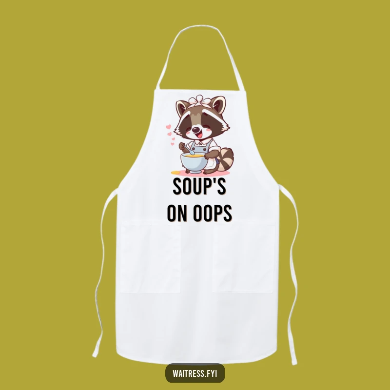 Funny Raccoon Waitress Apron: Cook with chaos, the ultimate funny gift for chefs.