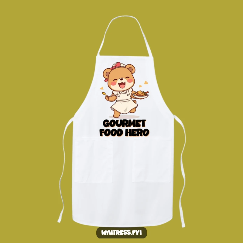 Funny Bear Waitress Apron: Kitchen Wear for Clumsy Cooks, Humorous Restaurant Gift