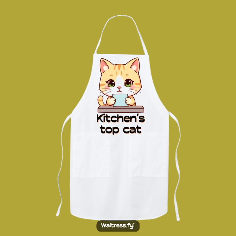Funny Kawaii Cat Server Apron: Cook and Serve with Polite Feline Flair Gift