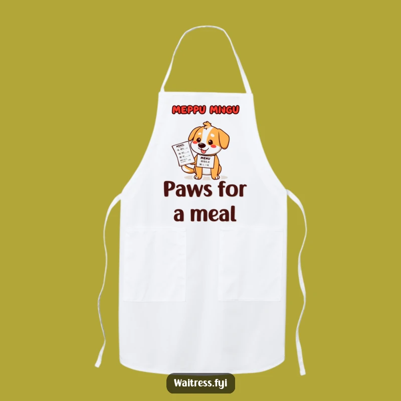 Funny Dog Waiter Apron: Kitchen Charm with a Cartoon Canine, Perfect Funny Gift!