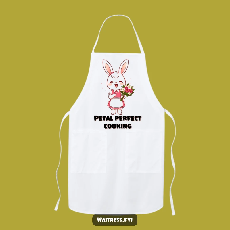 Funny Bunny Waitress Apron: Flower Bouquet Kitchen Fun - Hilarious Service Apron, Great Gift