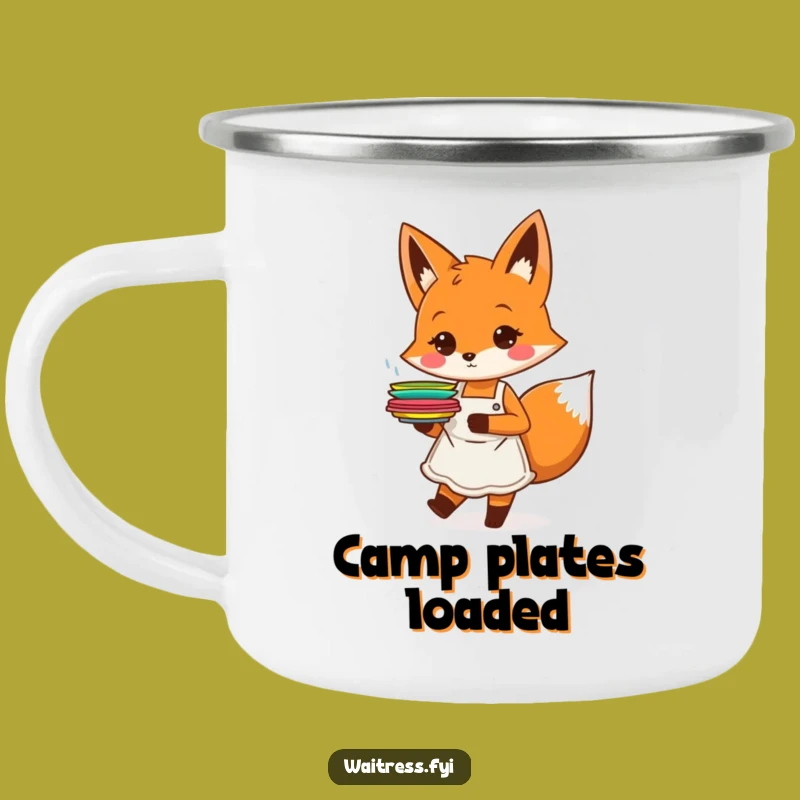 Funny Orange Fox Server Camping Mug: Enjoy Drinks With Energetic Outdoor Charm