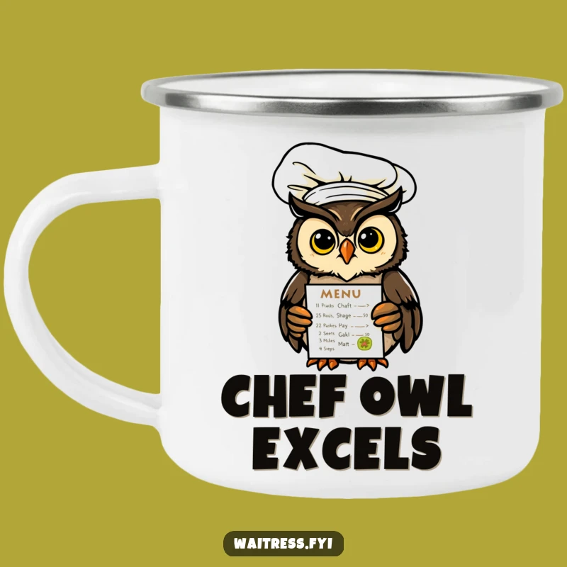 Funny Owl Chef Camping Mug: Adventure Fuel with Culinary Humor Gift
