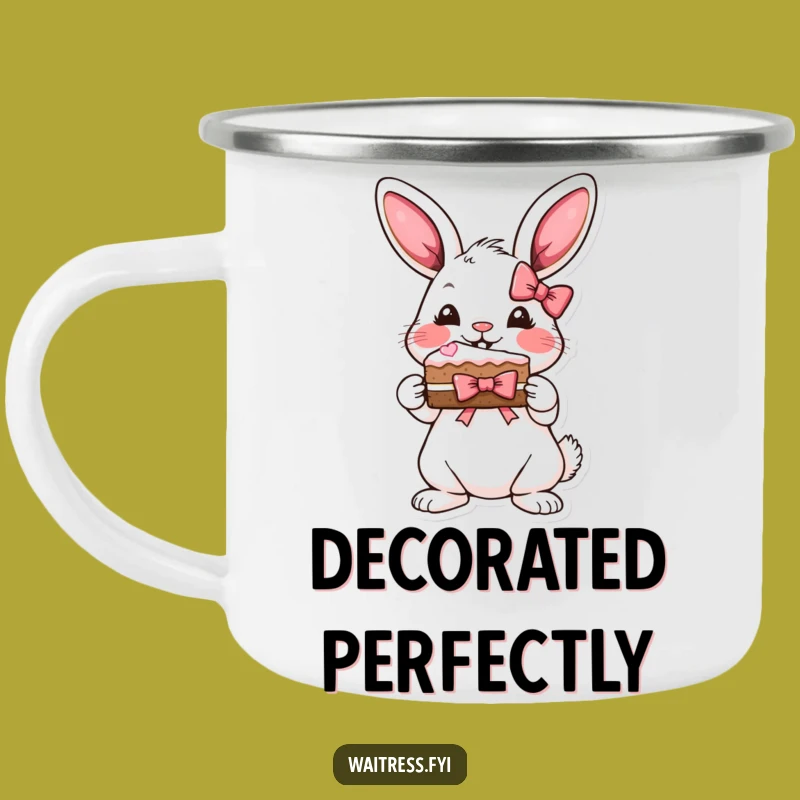 Funny Bunny Cake Camping Mug: Durable Cute Mug, Great Funny Gift for Outdoor Bunny Fans