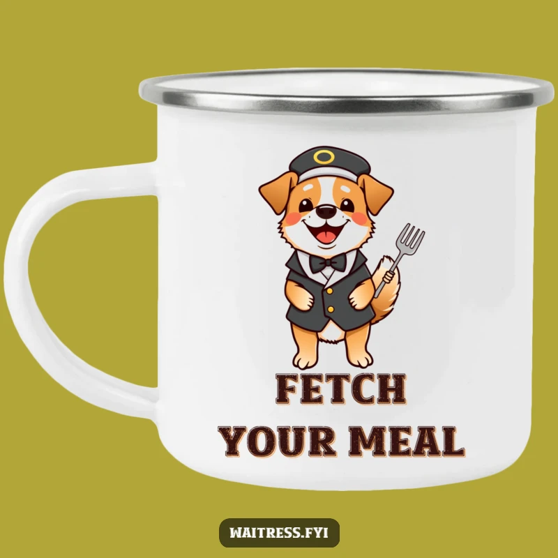 Funny Dog Waiter Camping Mug: Durable Happy Mug, Great Funny Gift for Outdoor Dog Fans