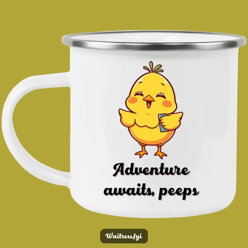 Funny Giggling Chick Camping Mug - Your Cheerful, Exciting Companion for Adventures