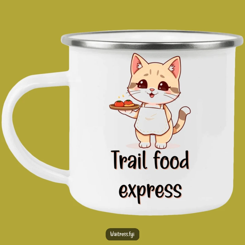 Funny Kawaii Cat Waiter Camping Mug: Cozy Sips with Cute Feline Charm, Great Funny Gift!