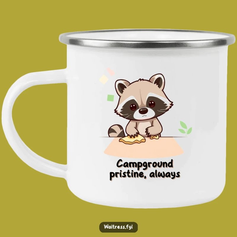 Funny Kawaii Raccoon Cleaning Mug: Camp Clean Funny Gift