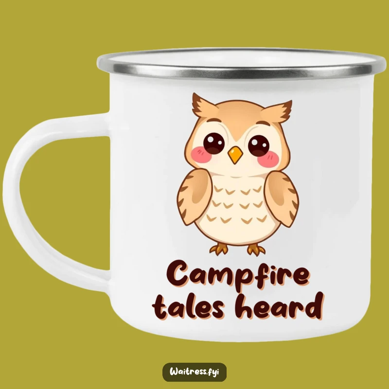 Funny Owl Listener Camping Mug: Durable Companion, Wise Outdoor Gift, Great Mug