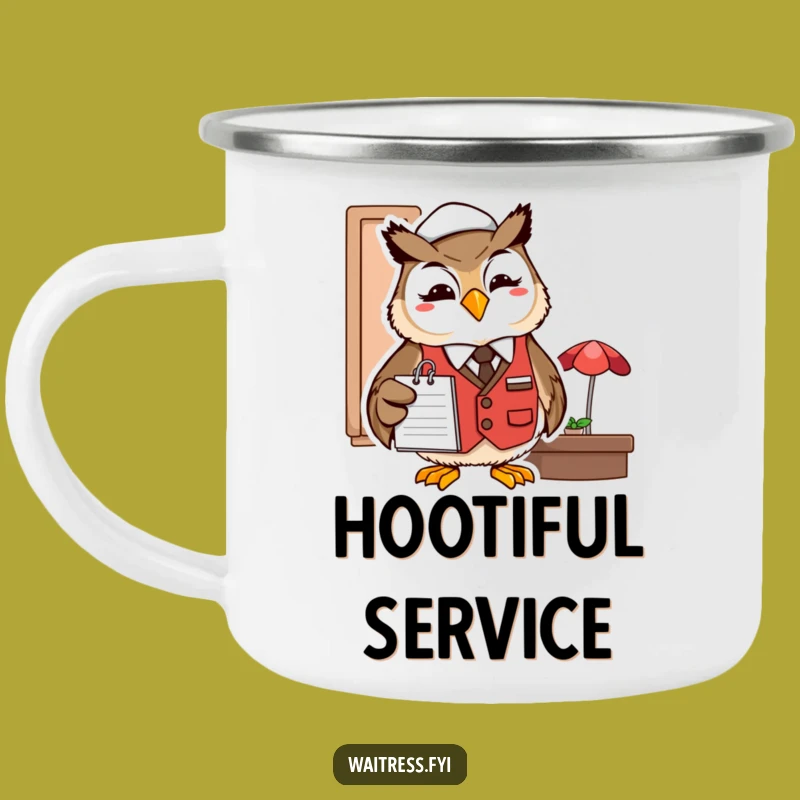Funny Owl Server Camping Mug: Adventure Fuelled by Nocturnal Wit