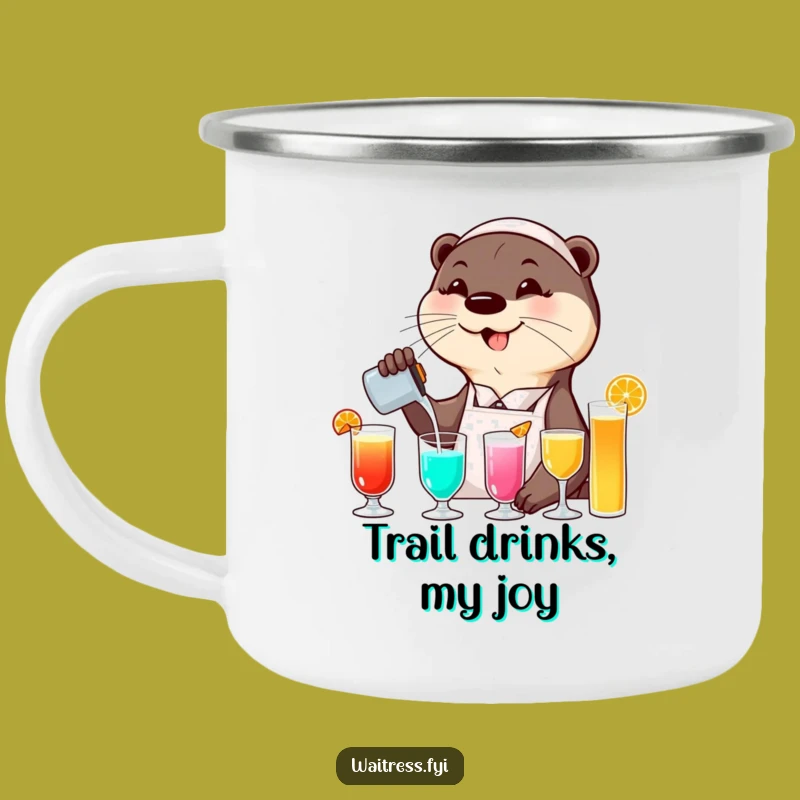 Funny Otter Waitress Camping Mug: Cheerful Outdoor Sips, Humorous Adventure Gift