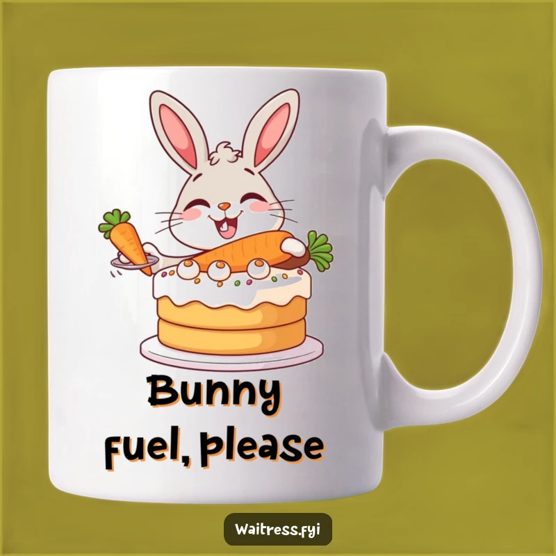 Funny Bunny Baker Mug - Giggling Rabbit Serving Cake, A Delightful Funny Gift!