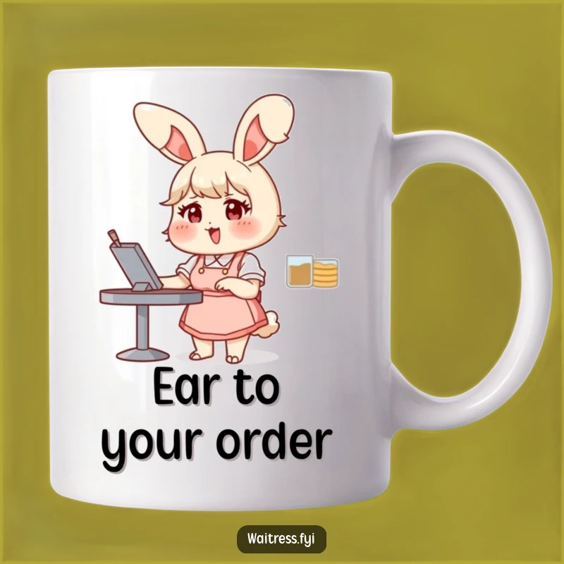 Funny Bunny Waitress Mug: Cheerful Order Taking for a Hilarious Gift