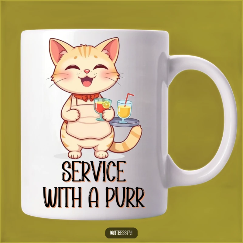 Funny Cat Waiter Mug - Adorable Feline Friend Balancing Drinks, A Purrfect Funny Gift!