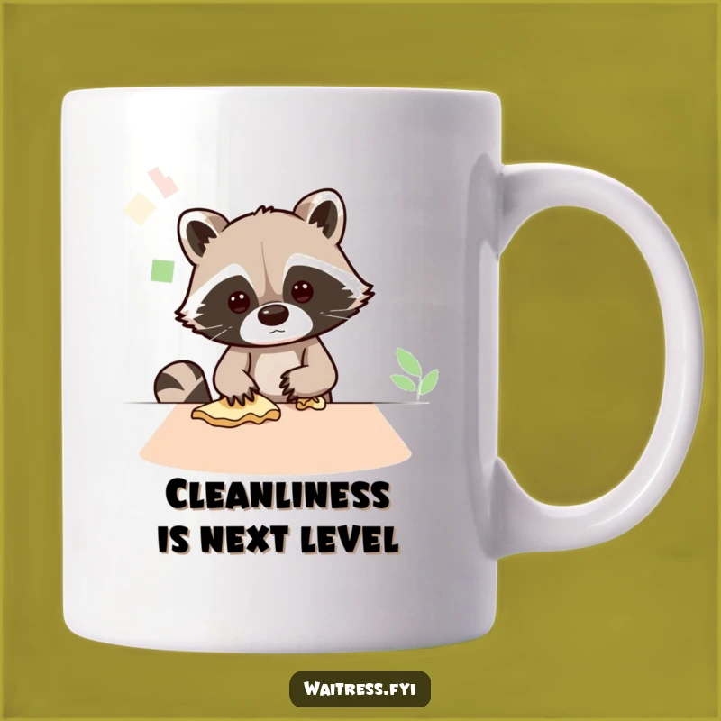 Funny Kawaii Raccoon Cleaning Mug: Tidy Home Humor Funny Gift