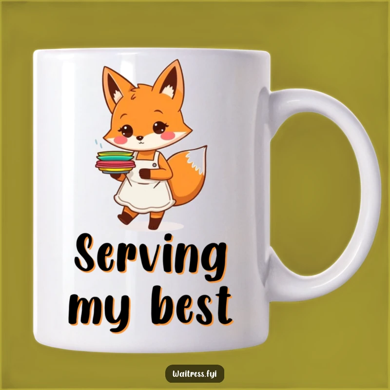 Funny Orange Fox Server Mug: A Happy Waiter Gift For Food Lovers