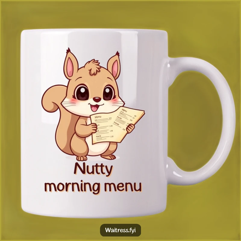 Funny Squirrel Menu Mug: Giggling Server, Perfect Quirky Funny Gift