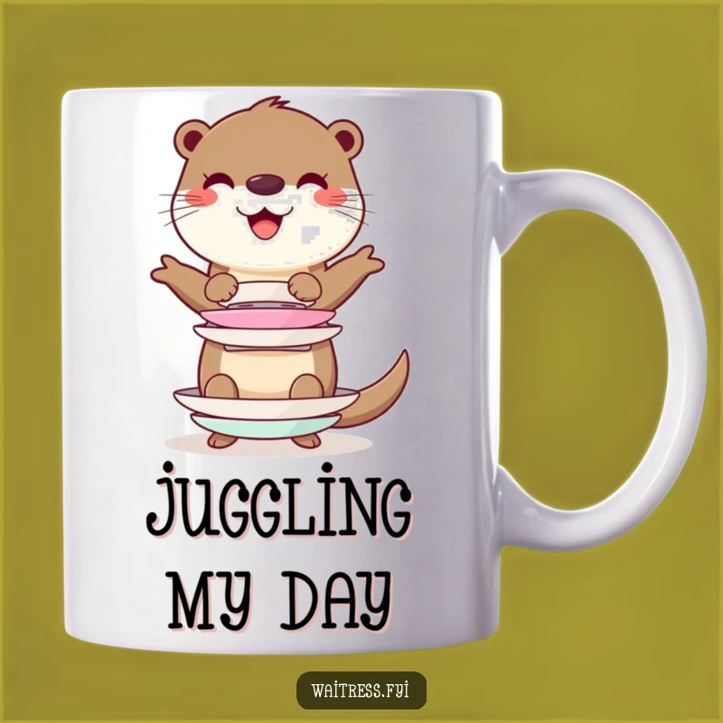 Funny Otter Plate Balancing Mug - Whimsical Character, Hilarious Gift Idea