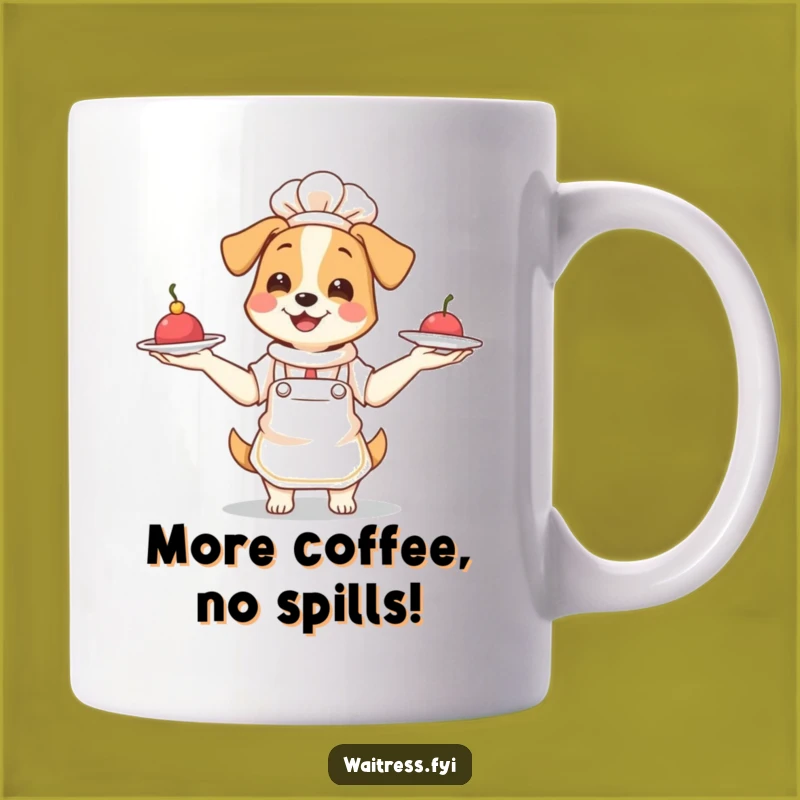 Funny Dog Waitress Mug Gift: Adorable Pup Juggling Plates, Perfect for Dog Lovers