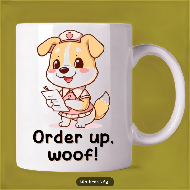 Funny Dog Waitress Mug - Smiling Pooch Taking Orders, A Paw-some Funny Gift!