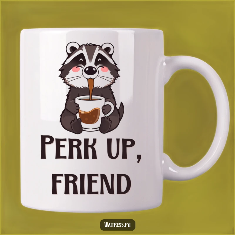 Funny Badger Coffee Mug: Cozy Cartoon Brewmeister Serving Smiles, Perfect Funny Gift!
