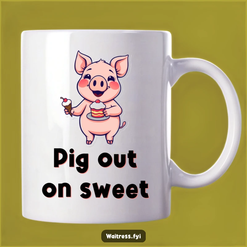Funny Pig Dessert Mug: Sweet Cartoon Swine Serving Smiles, Perfect Funny Gift!