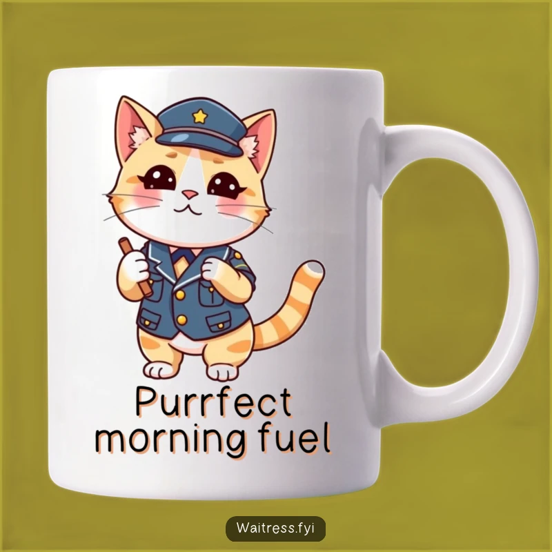 Funny Cat Waiter Mug: Cheeky Feline Taking Orders, Perfect Funny Gift for Cat Lovers