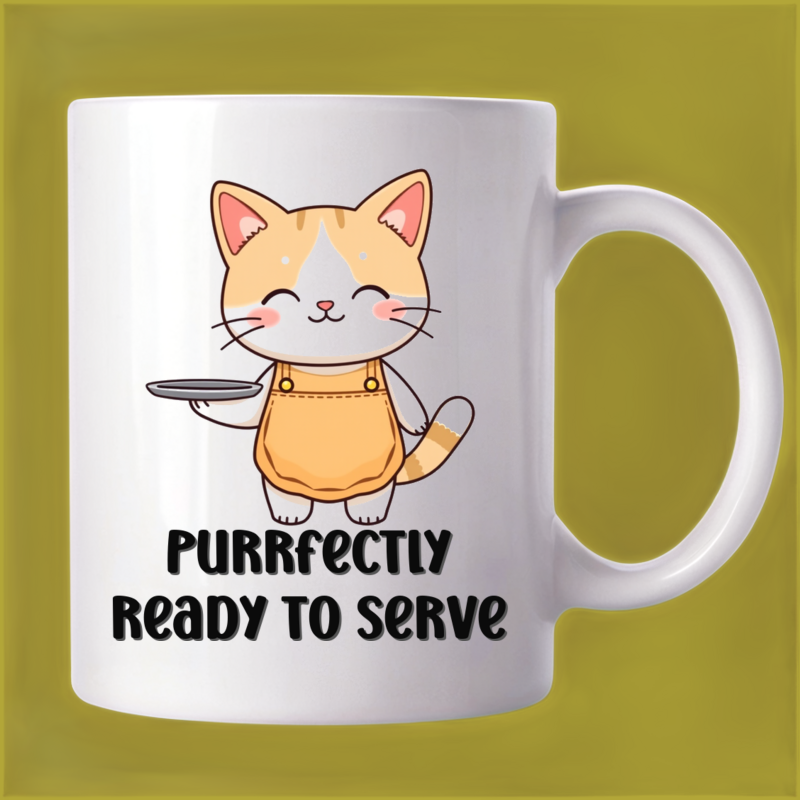 Adorable Cat Waiter Mug: Serving Up Smiles Daily 