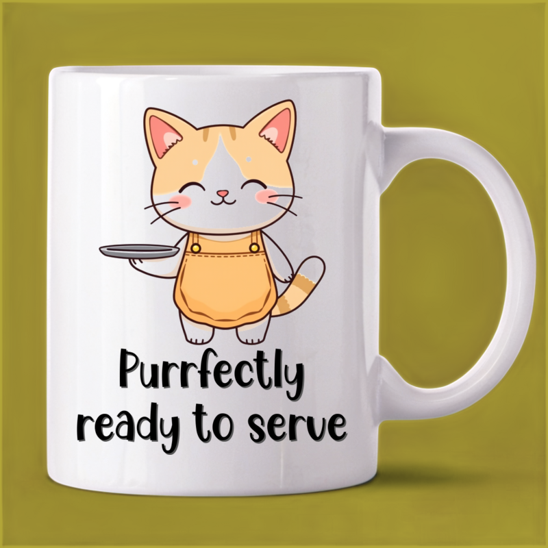 Adorable Cat Waiter Mug: Serving Up Smiles Daily 