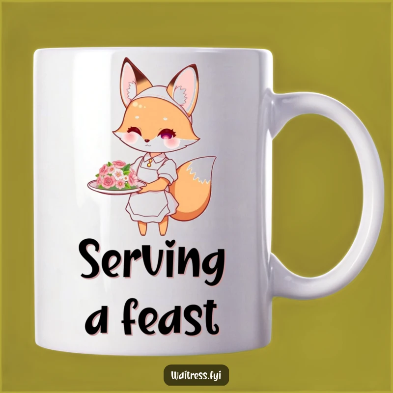 Funny Fox Waitress Mug: Elegant Dish Presentation Humor Gift