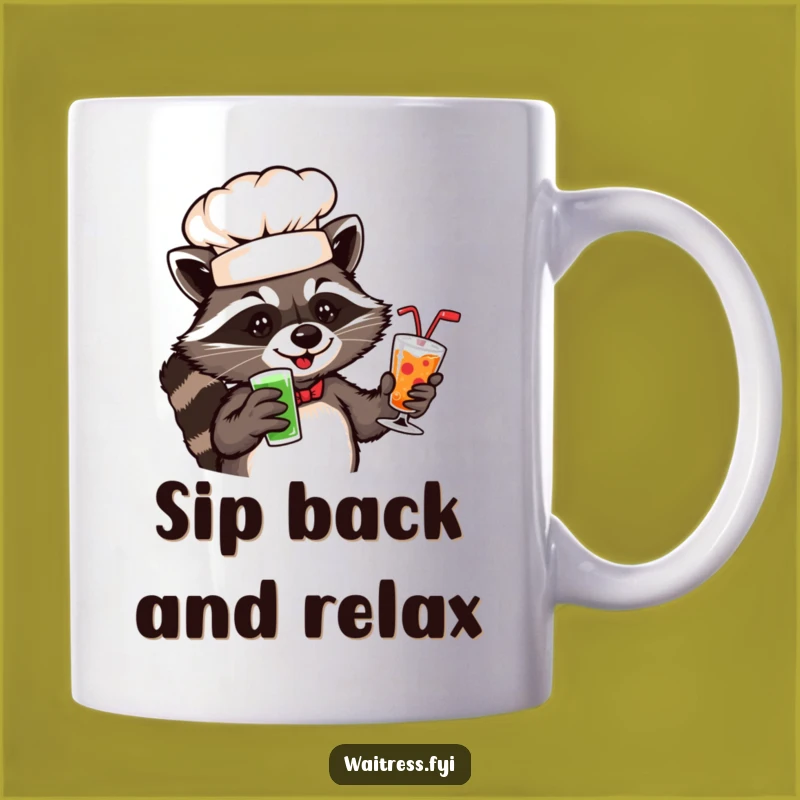 Funny Raccoon Chef Mug: Get Served with Mischievous Humor