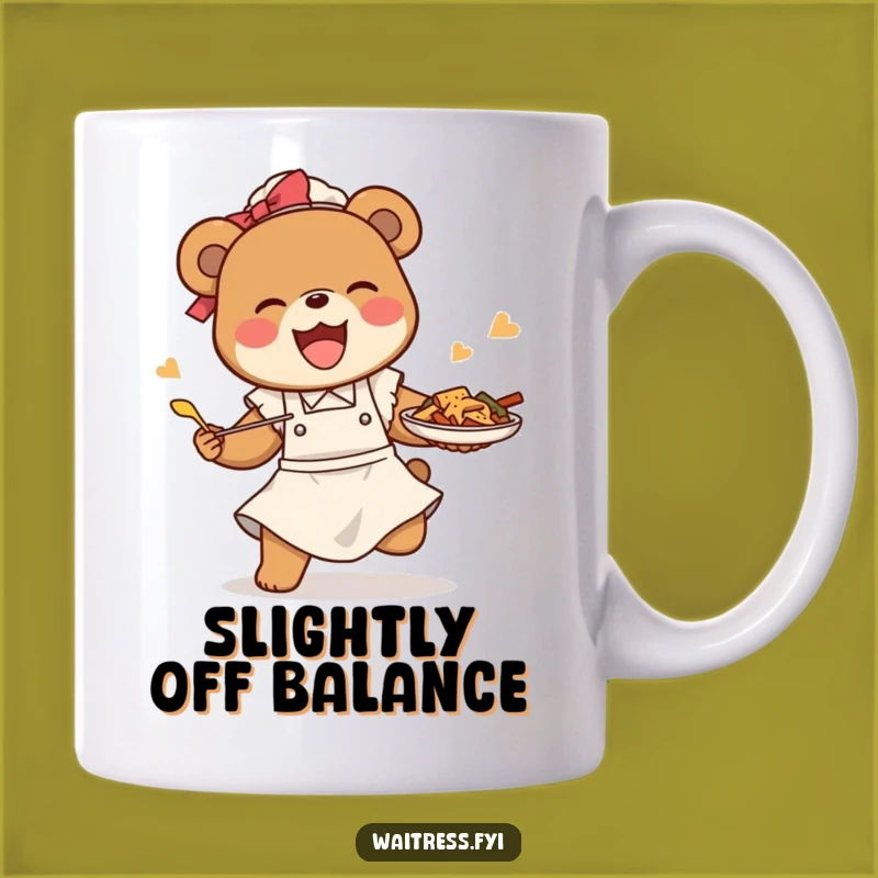 Funny Bear Waitress Mug: Food Saving Hero, Humorous Restaurant Mishap Gift