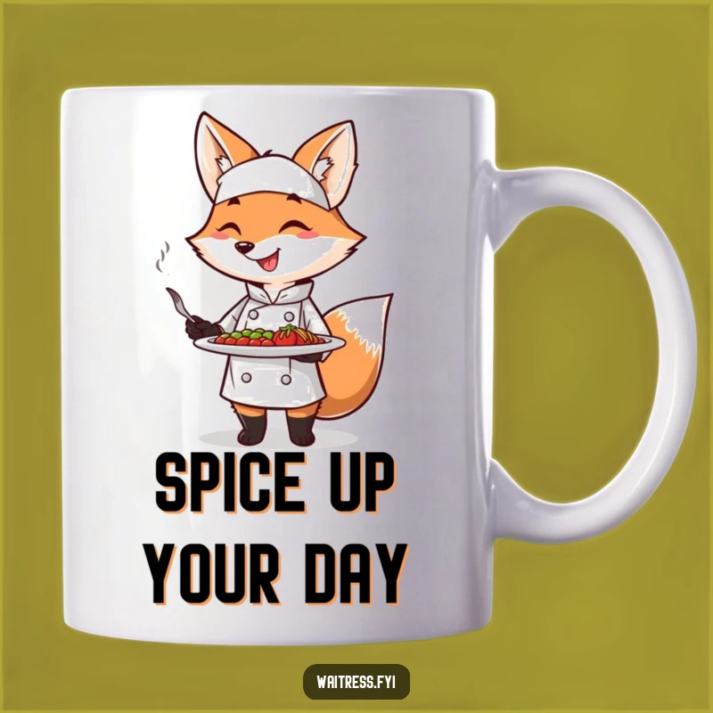 Funny Fox Chef Mug: Whimsical Animal Cook Presenting Food, Ideal Funny Gift
