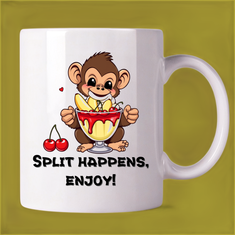 Monkey's Banana Split Mug: Dessert Delight 