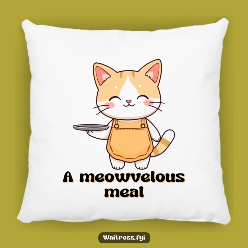 Funny Cat Waiter Pillow: Cute Decorative Cushion, Comfy Funny Gift for Cat Lovers