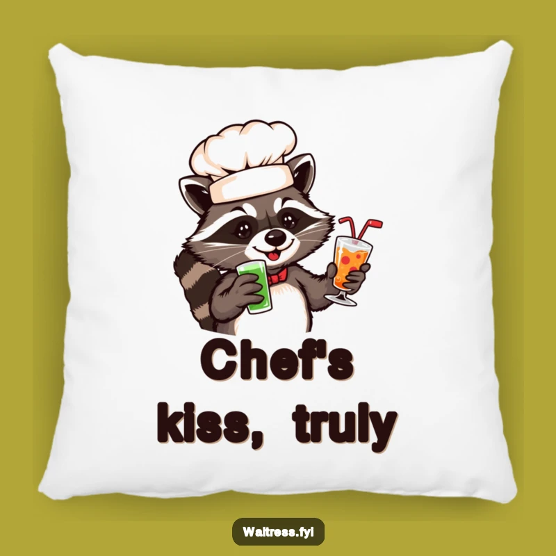 Funny Raccoon Chef Pillow: Cuddle Up with Mischievous Humor