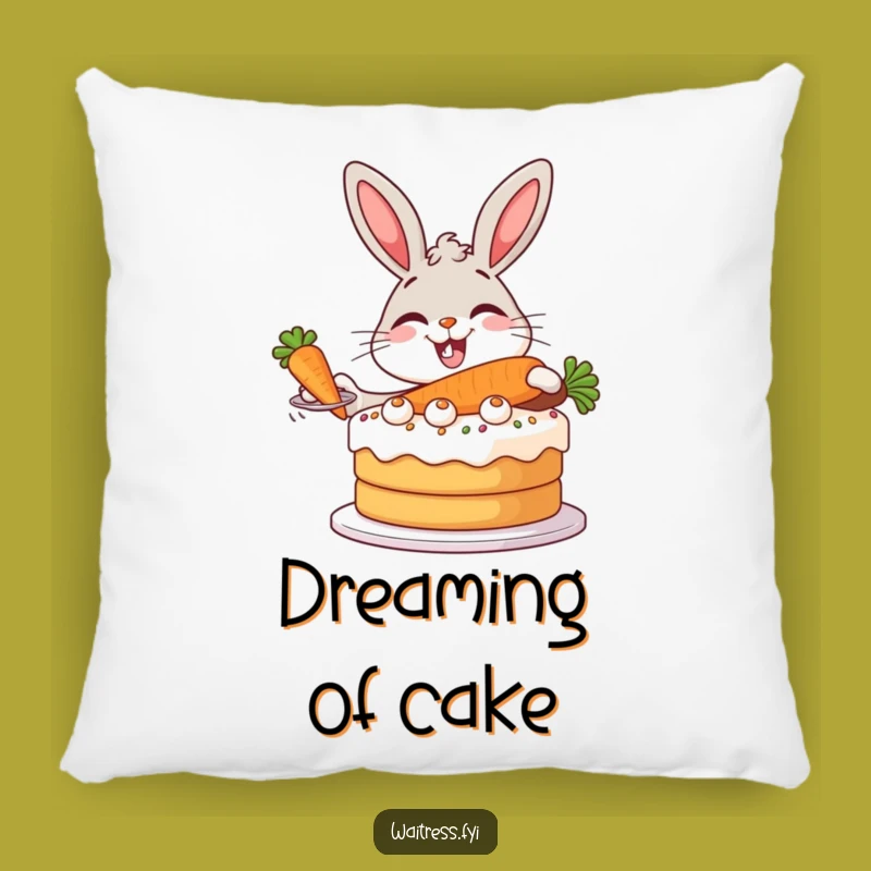 Funny Bunny Baker Pillow - Rabbit Serving Cake, Comfy & Funny Gift!