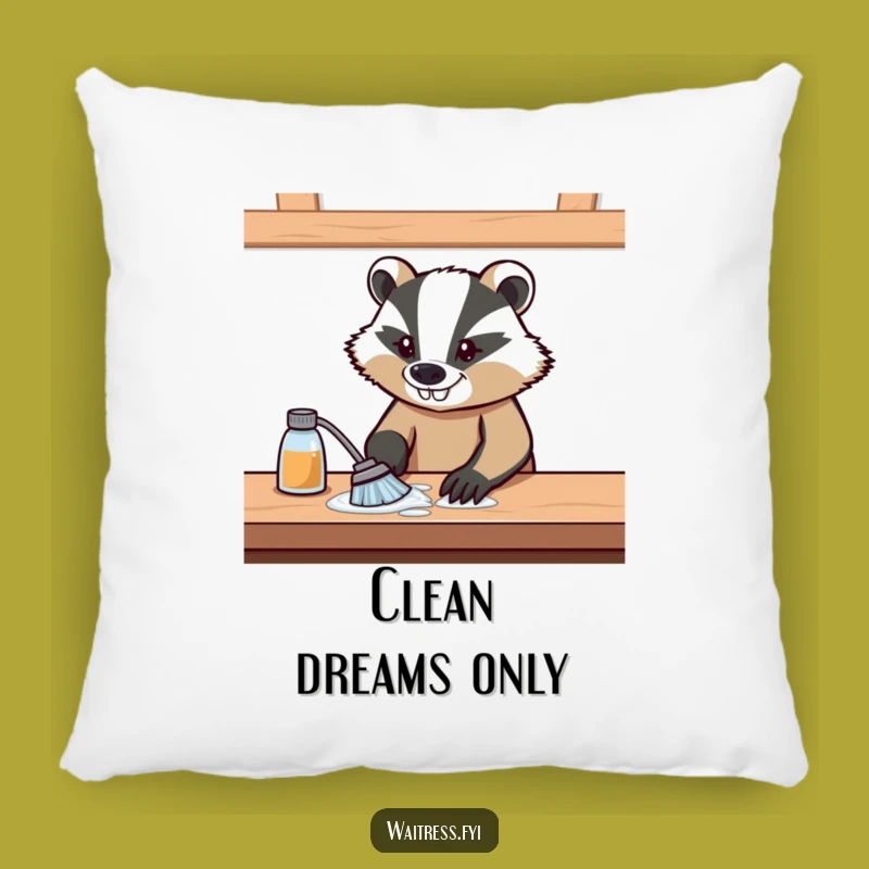 Funny Determined Badger Pillow - Comfy & Hilarious Cleaning Decor Gift