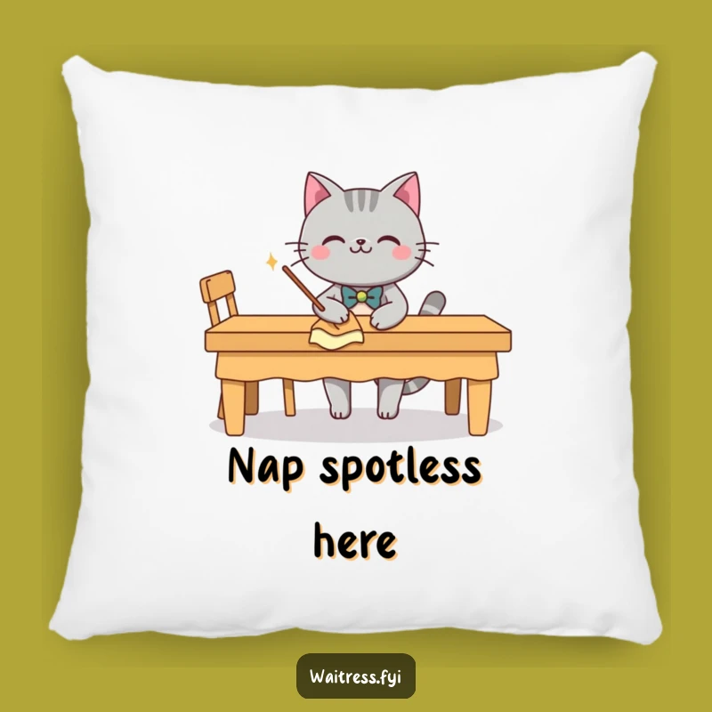 Funny Grey Cat Butler Pillow: Cozy Comfort With A Dapper, Clean Vibe