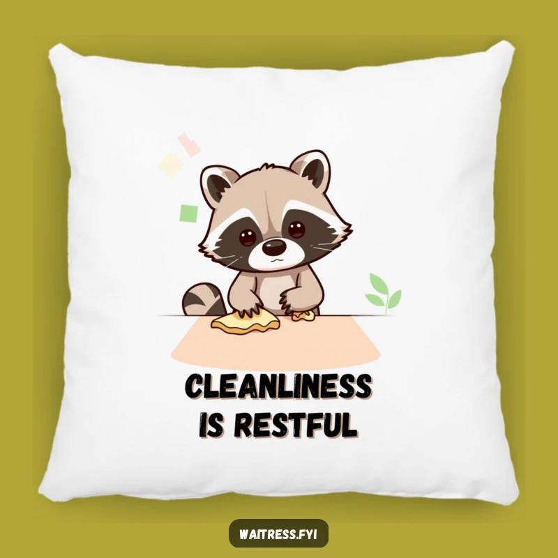 Funny Kawaii Raccoon Cleaning Pillow: Cozy & Tidy Comfort Funny Gift