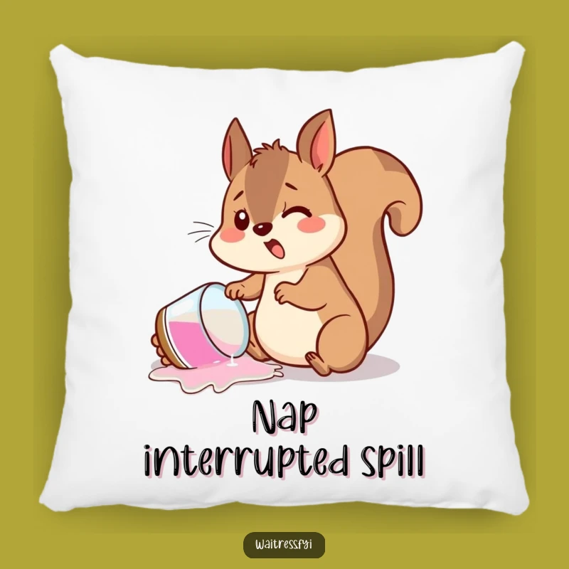 Funny Squirrel Spill Pillow: Snuggle Up with Accidental Humor