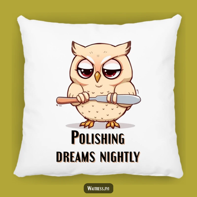Funny Kawaii Owl Polishing Pillow: Cozy Comfort with Focused Owl Accent, Ideal Funny Gift!