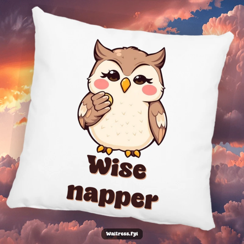 Funny Kawaii Owl Finance Pillow: Soft pillow with a wise owl presenting a bill, offering comfort and a theme of financial humor.
